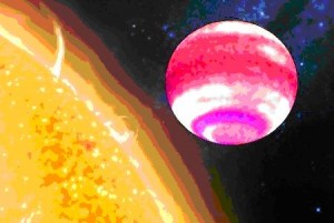 Artists impression of an Exoplanet orbiting a star
